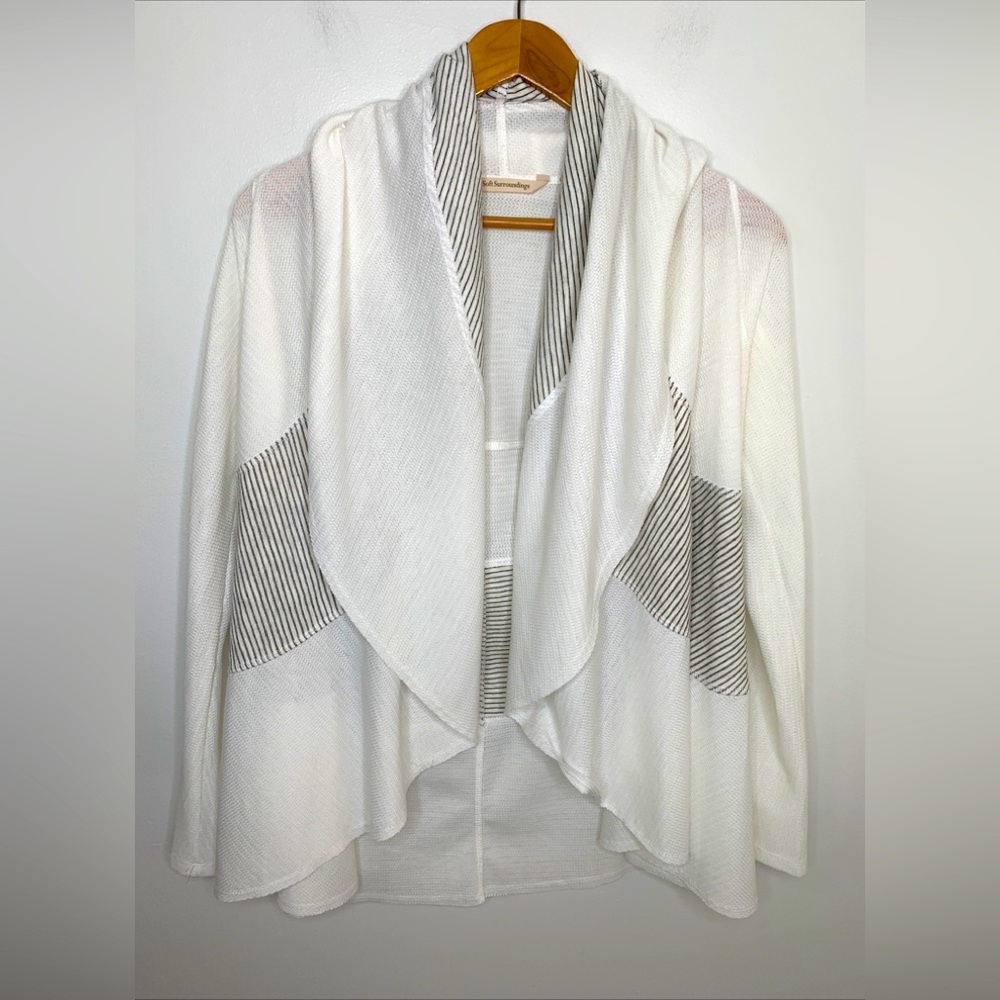 Soft Surroundings Open Front Drape Cardigan White Women's Size XS